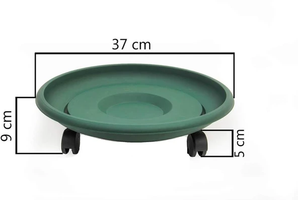 Omnipazar SO-TT03 Tekerlekli Saksı Tabağı No 3 Yeşil 3 Adet - Resim 2