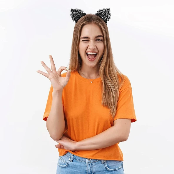 Dantelli Siyah Kedi Tacı - Vintage Tarz Dantel Kedi Kulak - 3
