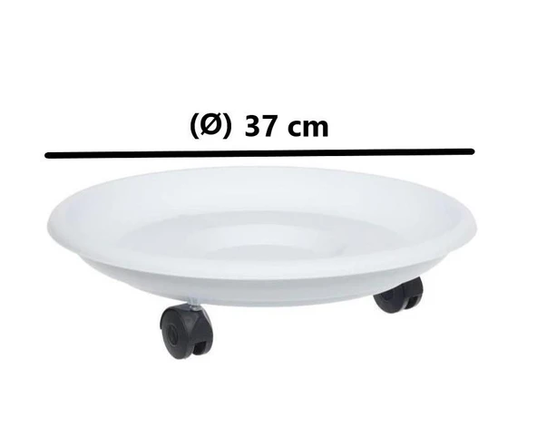 Omnipazar SO-TT03 Tekerlekli Saksı Tabağı No 3 Beyaz 3 Adet - Resim 2
