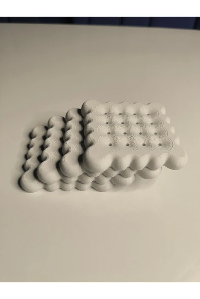 4'Lü Petibör Bisküvi Şeklinde Bardak Altlığı - Resim 2