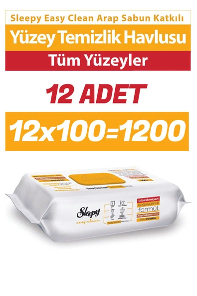 Sleepy Arap Sabun Katkılı Yüzey Temizlik Havlusu 12 x 100 'LÜ 1200 YAPRAK ürün görseli