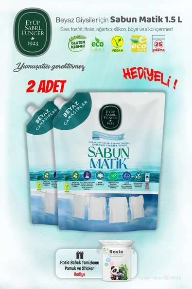 2 Adet Eyüp Sabri Tuncer Beyazlar Sıvı Sabun Matik 1.5 L ve ROSIE Hediye ürün görseli