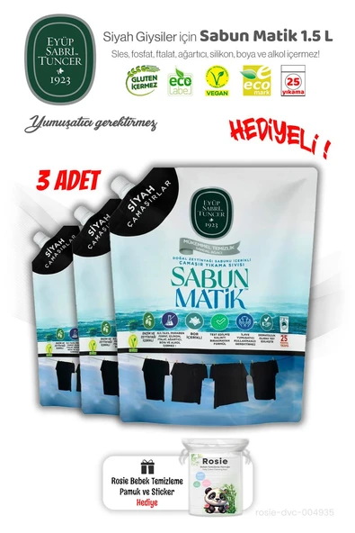 3'lü Siyah Çamaşırlar Sıvı Sabun Matik 1.5 L ve ROSIE Hediye - 1