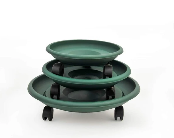 Omnipazar SO- Tekerlekli Saksı Tabağı Yeşil 3 Boy ürün görseli