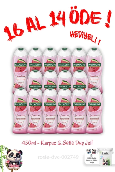 Palmolive 16 Al 14 Öde 450 Ml Duş Jeli Karpuz Ve Sütlü ve Rosie Pamuk Hediye - 1