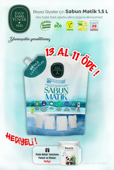 Sıvı Sabun Matik 1.5 L Beyazlar Eyüp Sabri 13 AL 11 ÖDE ve ROSIE Hediye - 1