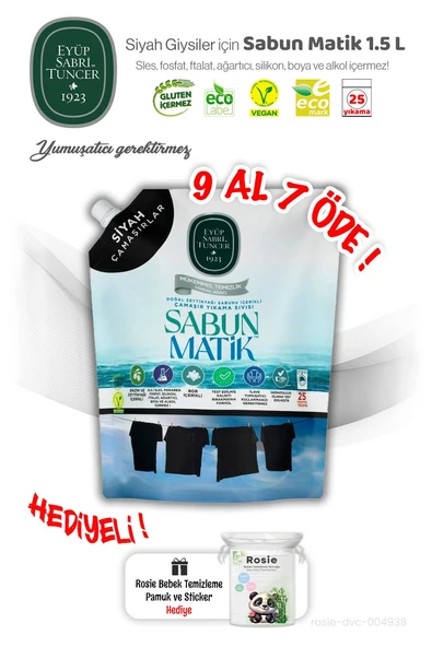 Eyüp Sabri Siyah Çamaşırlar 9 AL 7 ÖDE Sıvı Sabun Matik 1.5 L ve ROSIE Hediye - 1