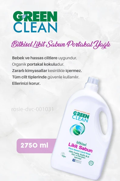 Green Clean Bitkisel Likit Sabun 2750 ml 7 AL 6 ÖDE ve Rosie Hediye - Resim 2