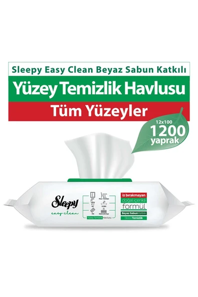 Sleepy Easy Clean Yüzey Temizlik Havlusu 100 Yaprak X 12 Adet ürün görseli