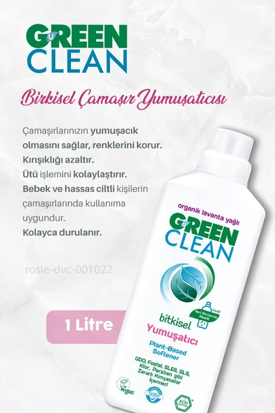 Green Clean Lavanta Yağ. Yumuşatıcı 7 AL 6 ÖDE 1000 ml ve Rosie Hediye - 2