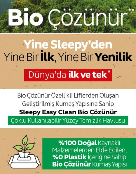 Sleepy Easy Clean Mopa Uyumlu ve Bio Çözünür ailesi 5'li Islak Mendil Paketi ve ROSIE hediye - Resim 7