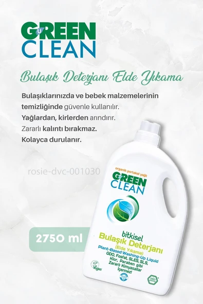 Green Clean Bitkisel Bulaşık Deterjanı 2750 ml 7 AL 6 ÖDE ve Rosie Hediye - Resim 2