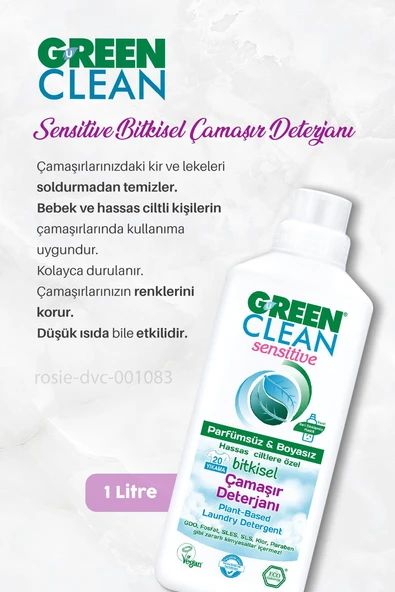 Green Clean Sensitive Çamaşır Deterjanı 1000 ml 7 AL 6 ÖDE ve Rosie Hediye - Resim 2