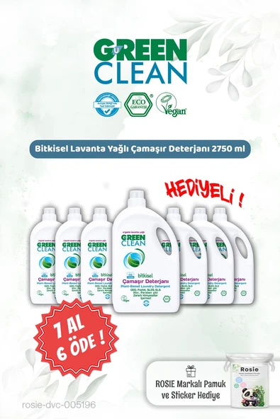 Green Clean Bitkisel Çamaşır Deterjanı 2750 ml 7 AL 6 ÖDE ve Rosie Hediye ürün görseli