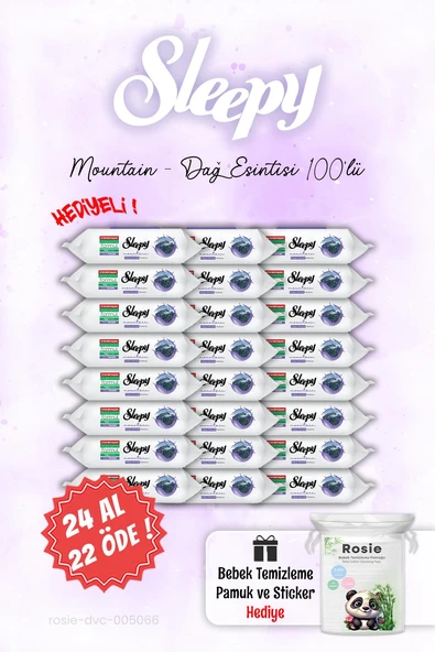 24 AL 22 ÖDE 100'lü Sleepy Mountain Dağ Esintisi Islak Havlusu ve ROSIE ürün görseli