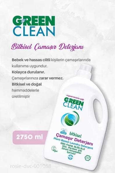Green Clean Bitkisel Çamaşır Deterjanı 2750 ml 7 AL 6 ÖDE ve Rosie Hediye - Resim 2