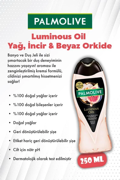 Palmolive 3'lü Duş Jeli İncir 250 ml, Pamuk Özü ve Relax 500 ml, ROSIE hediye - Resim 3