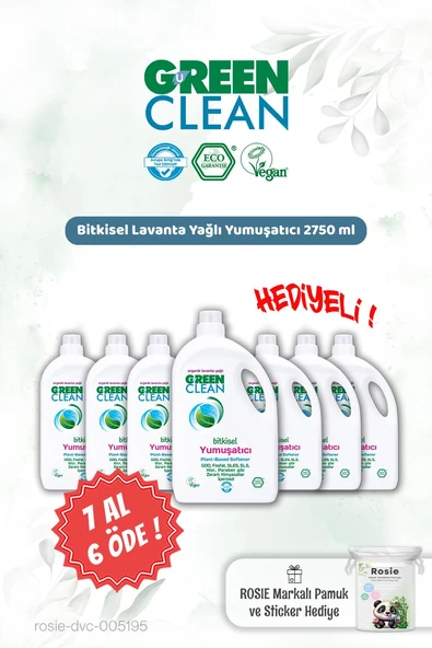 Green Clean Lavanta Yağ.Çamaşır Yumuşatıcı 2750 ml 7 AL 6 ÖDE ve Rosie Hediye ürün görseli