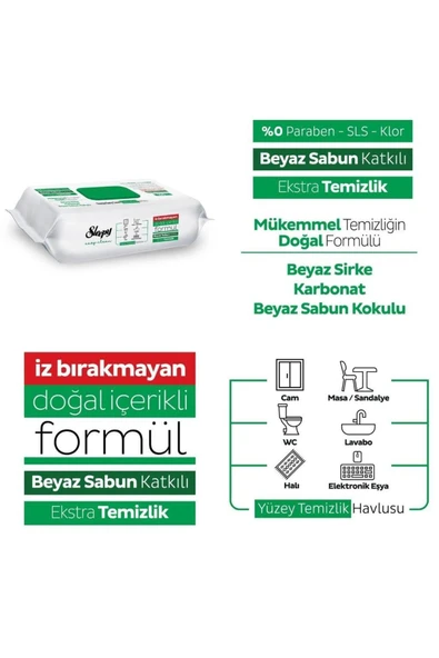 Sleepy Easy Clean Beyaz Sabun Katkılı Yüzey Temizlik Havlusu 100 X 12 Adet - Resim 2