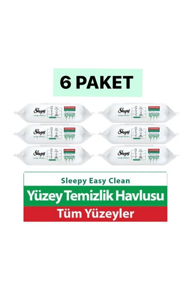Sleepy Easy Clean Beyaz Sabun Katkılı Yüzey Temizlik Havlusu 100'lü 6 Paket ürün görseli