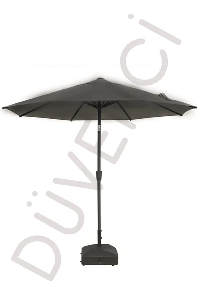 Alubrella Antrasit Renk Bahçe Şemsiyesi Yuvarlak, 250 CM Çaplı, Su Geçirmez Kumaş, Bidonlu ürün görseli
