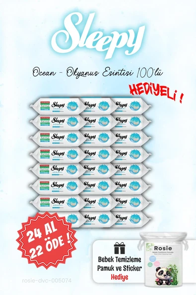 24 AL 22 ÖDE 100'lü Sleepy Ocean - Okyanus Islak Havlusu ve ROSIE ürün görseli