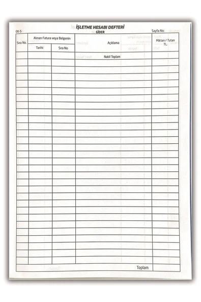 Düvenci İşletme Hesabı Gelir - Gider Defteri - Resim 3