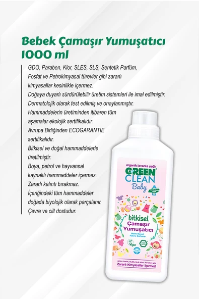 Green Clean 7 AL 6 ÖDE Baby Yumuşatıcı 1000 ml ve Rosie Hediye - Resim 2