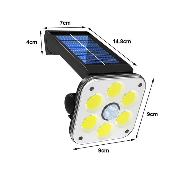 Powermaster LF-1750A 54 Cob Ledli 3 Modlu Sensörlü Solar Duvar Lambası - Resim 3