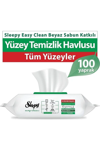 Sleepy Easy Clean Yüzey Temizlik Havlusu 100 Yaprak X 10 Adet - Resim 4