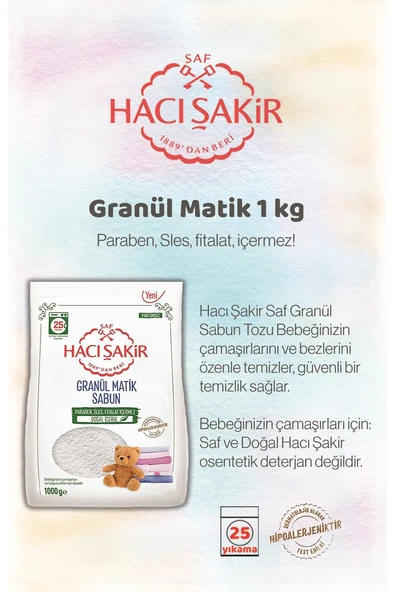 7 AL 6 ÖDE Hacı Şakir 1 kg Granül Matik Çamaşır Deterjanı ve Rosie - Resim 3