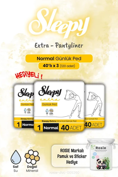 Sleepy 3 Adet Extra Günlük Ped Normal 40'lı ve Rosie Hediye ürün görseli