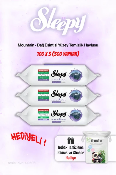 Sleepy 3 Paket Mountain Dağ Esintisi Islak Havlusu  ve ROSIE ürün görseli