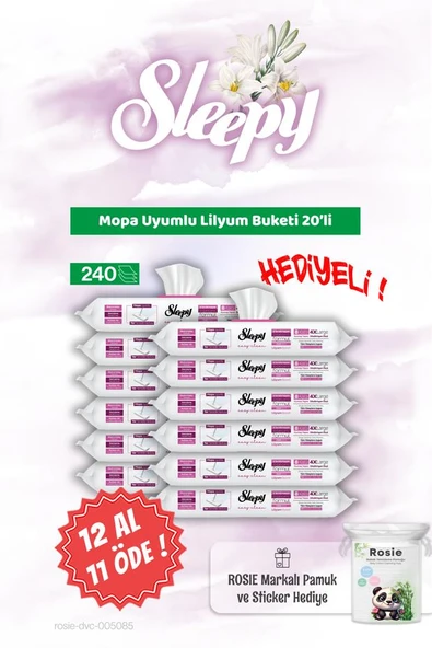 12 AL 11 ÖDE Lilyum Buketi Sleepy Mopa Uyumlu 20'li ve Rosie Bebek pamuğu ürün görseli