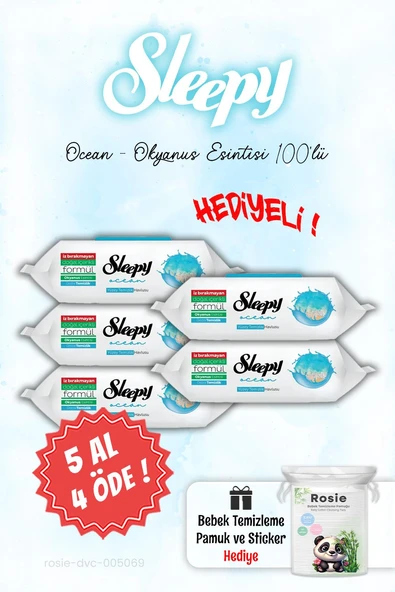Sleepy 5 AL 4 ÖDE Ocean - Okyanus Islak Havlusu  ve ROSIE ürün görseli