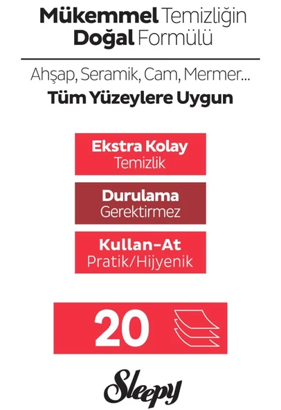 Sleepy Easy Clean Mopa Uyumlu ve Bio Çözünür ailesi 5'li Islak Mendil Paketi ve ROSIE hediye - Resim 4