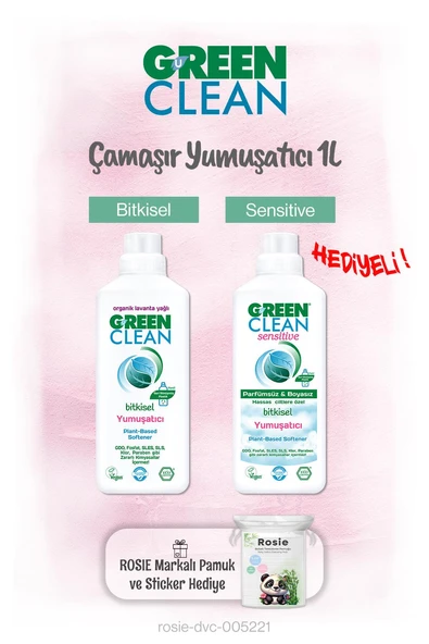 Green Clean Yumuşatıcılar 1 L x 2 ve Rosie Pamuk Hediye ürün görseli