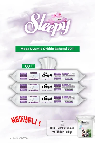 Sleepy 3 adet Mopa Uyumlu Orkide Bahçesi 20'li ve Rosie Bebek pamuğu ürün görseli