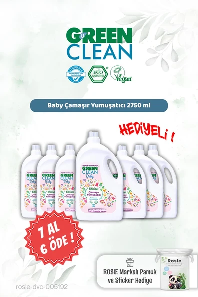 Green Clean Baby Çamaşır Yumuşatıcı 2750 ml 7 AL 6 ÖDE ve Rosie Hediye ürün görseli