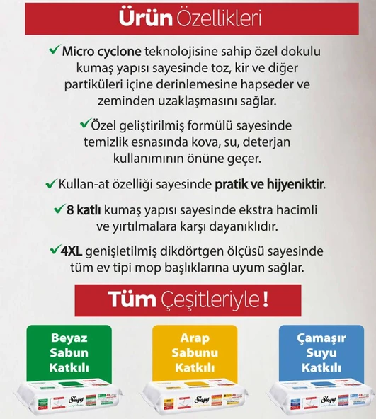 Sleepy Easy Clean Mopa Uyumlu 5'li Islak Mendil Paketi ve ROSIE pamuk hediye - Resim 5