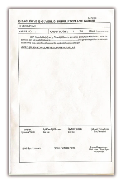 Düvenci 3 adet İş Sağlığı ve İş Güvenliği Kurul Karar Defteri - Resim 4