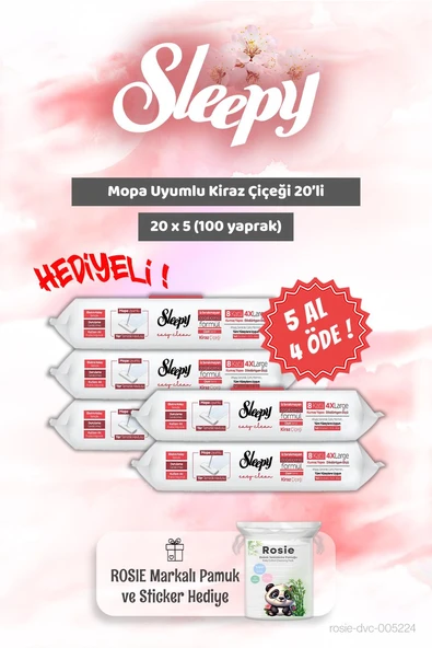 5 AL 4 ÖDE Sleepy Kiraz Çiçeği Mopa Uyumlu 20'li ve Rosie Bebek pamuğu ürün görseli