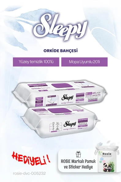 Sleepy Orkide Bahçesi Mop ve Yüzey Havlusu, Rosie pamuk hediye ürün görseli