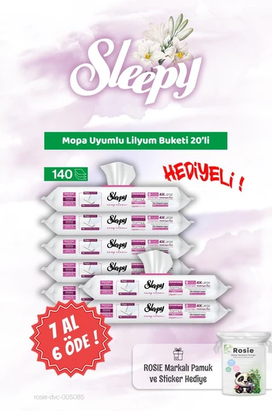 Sleepy 7 AL 6 ÖDE Mopa Uyumlu Lilyum Buketi 20'li ve Rosie Bebek pamuğu ürün görseli