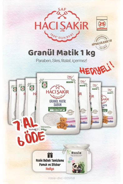 7 AL 6 ÖDE Hacı Şakir 1 kg Granül Matik Çamaşır Deterjanı ve Rosie ürün görseli