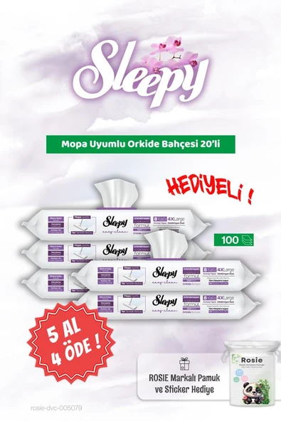 5 AL 4 ÖDE Sleepy Mopa Uyumlu Orkide Bahçesi 20'li ve Rosie Bebek pamuğu ürün görseli