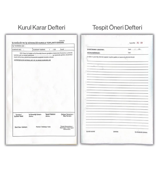 Düvenci İş Sağlığı Güvenliği Kurul Karar, Tespit Öneri, İşe Giriş Muayene ve Gelir Gider Defteri - Resim 8