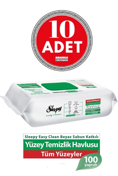 Sleepy Easy Clean Yüzey Temizlik Havlusu 100 Yaprak X 10 Adet ürün görseli