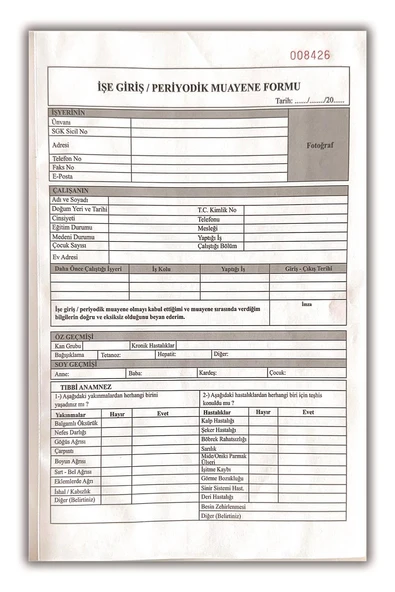 12 adet Düvenci İşe Giriş Periyodik Muayene Formu ( Ek 2 Sağlık Raporu) - Resim 2