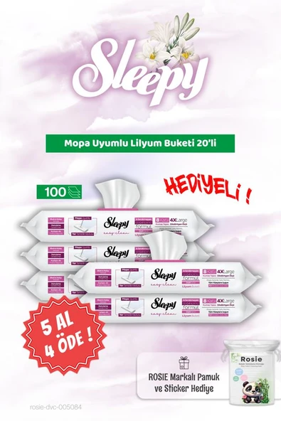 5 AL 4 ÖDE Sleepy Mopa Uyumlu Lilyum Buketi 20'li ve Rosie Bebek pamuğu ürün görseli